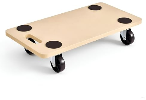 Wheeled Platform Dolly – Furniture Moving Platform with EVA Foam Grip Pads, Wooden Base, 59x29x18cm – Furniture Lifter Trolley for Home, Office & Warehouse Use