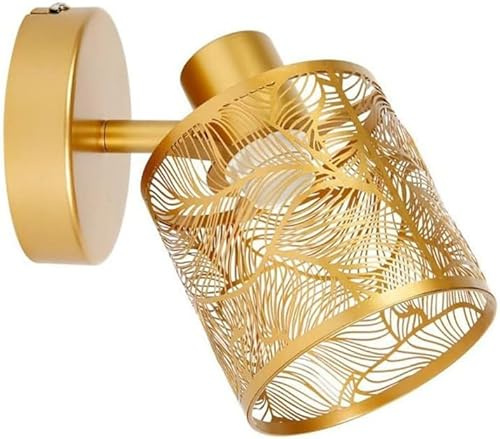 Ostaria 36213 Applique Murale Intérieur en Métal ajouré doré 'Calathéa' - Luminaire Design type Spot orientable Douille à vis E14 abat jour ajouré - Dim : 14.5x20xH10cm