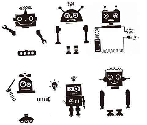 Homoyoyo Abnehmbares Roboter-wandaufkleber-set 6-teilig Wandaufkleber Zahlen Pvc Für Jungen Und Mädchen