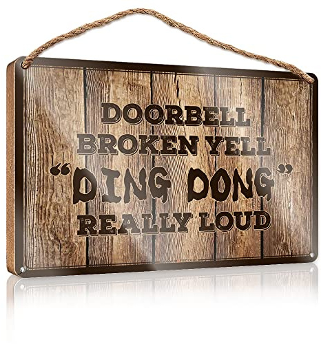 CakJuice Door Decor Sign Doorbell Broken Yell Ding Dong Really Loud Wooden Sign Funny Bathroom Art Vintage Wall Decor (Size : 20X30CM)