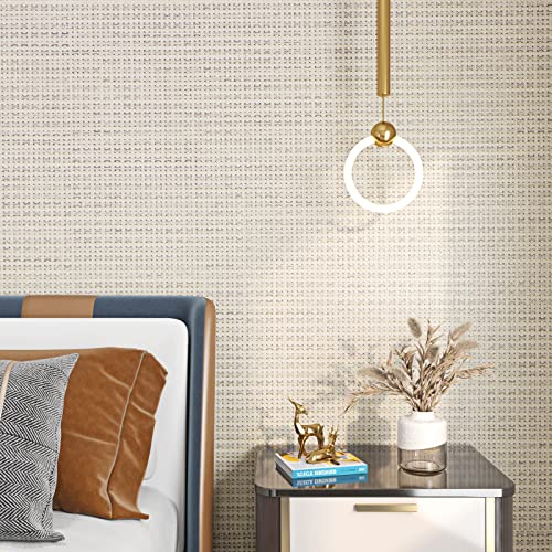 FunStick Papier Peint Adhesif Blanc tissé Papier Peint Blanc Mural Chambre Salon Papier Adhesif pour Meuble Tiroir Armoire Beige Vinyle Adhesif Décoratif Revêtement Plan de Travail Cuisine 30CM×5M