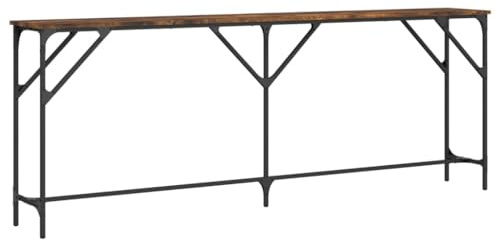 vidaXL Avlastningsbord rökfärgad ek 200x29x75 cm konstruerat trä, hallbord, vardagsrumsbord, smalt konsolbord, hall konsolbord