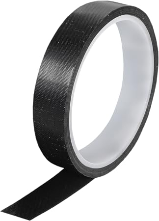 Sourcing Map High Temperature PTFE Coated Fabric Tape 20mm - Heat Resistant for Vacuum Sealers 10m/33ft Black 0.18mm Thickness