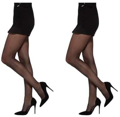 MYCHICLEGS Collant voile fin 20 DEN femme Noir T4 lot de 2