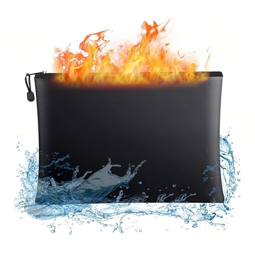 Feuerfeste Dokumententasche A5, 28x17cm Wasserfeste Tasche, Sicherheit Aufbewahrungsbeutel mit Ziplock, Geldtasche für Urkunden, Pässe, Rechtsakten, Wertsachen