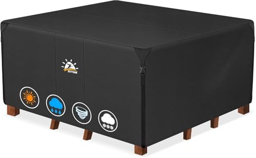 Zettum 235x235x73cm Patio Furniture Covers Waterproof Cube 600D Heavy Duty Anti UV Large Garden Furniture Cover Fit for Patio Rattan Cube Set Covers Durable Oxford Fabric Garden Table Cover, Square