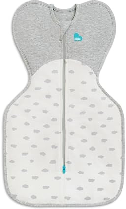 Love To Dream™ Swaddle UP™, Newborn 2.2-3.8kg - White Mini Cloud | Snug Fit, Supports Healthy Sleep Routine | 1.5 Tog Ideal for All-Year Use (18–22°C) | Machine Washable Cotton & Double Zip