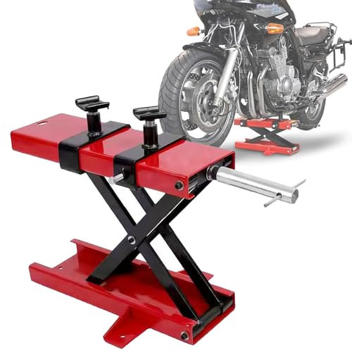 Gato Elevador de Tijera para Motocicleta, Soporte Central con manivela, Capacidad de 1100 Libras, Altura Ajustable de 3,7 a 15,7 Pulgadas para Motocicletas, vehículos Todo Terreno, Motos de