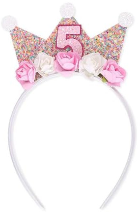 TPZORJX 5 Juguetes de Fiesta para Niños， 5 Años Corona Cumpleaños， Corona Cumpleaños Niña， 5 Años Decoracion Cumpleaños， Corona Princesa Niña