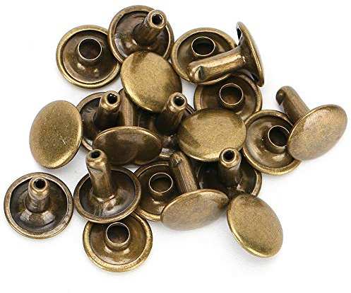 Fafeims Lädernitar, Dubbelkåpsnit, 200 Set Runda Spikjärn Jeansknapp med Släta Kanter för Skor Läderväskor Kläder (järn 2)
