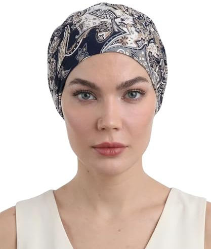 Deresina Harmony Turbante bambù Volume – Copricapo Chemioterapia Donna | Pre-Modellato, Copertura Totale, Antiscivolo per Perdita Capelli & Alopecia (Paisley Grigio - Taglia Unica)