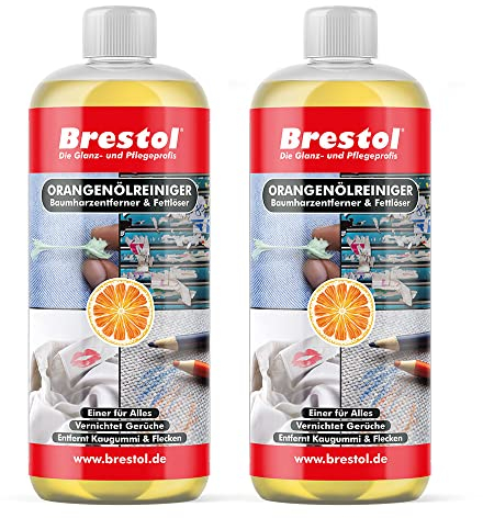 BRESTOL® ORANGENREINIGER 2x 1000 ml - Universalreiniger Fett Öl Kaugummi Baumharz Entferner Baumharzentferner Geruchsneutralisierer Orangenölreiniger