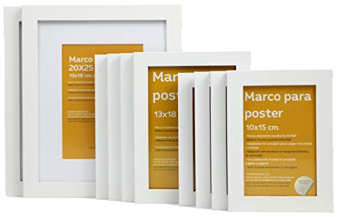 Nacnic formato bianco Cornice (10 SET - | 20x25cm | x2 - | 13x18cm | x4 - | 10x15cm | x4). cornice bianca per foto, manifesti, diplomi