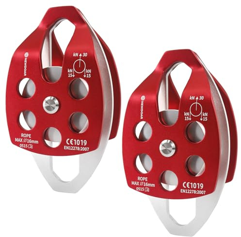 NewDoar Rodillo Salvavidas Grande Certificado CE 30 kN Doble Rodillo Individual o Doble con Placa Mecedora para Transporte de Rescate, arbóreo, Escalada de árboles