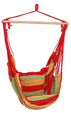 DbKW (Rot gestreift) Hängesessel inkl. 2 Kissen. In- & Outdoor Hängesitz Hängematte-Sitz Schaukelsessel Sessel…