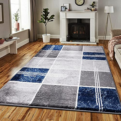 PHP Super Soft Rugs for Living Room Bedroom Rug - Thick Dense Pile Non Shed Fluffy Rug For Bedroom - Small Medium Large Carpet Area Rugs Kitchen Floor Mat (160 x 230 cm (5ft 4 x 7ft 8), Navy)