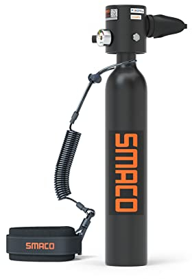 SMACO Botella de Buceo Mini Tanque de Buceo de 0.5L Soporta 6-10 Minutos de Buceo Submarino para la Práctica de Buceo o como Botella de Aire de Repuesto, Negro