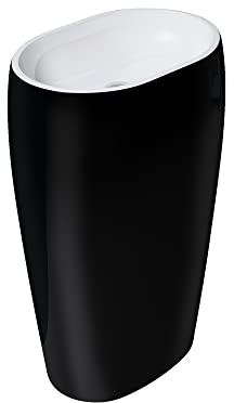 Mai & Mai Lavabo à Poser au Sol Noir Mat 53,5cm Vasque sur Pied en Résine Evier Lave Mains Salle de Bain sans Trop-plein Col132