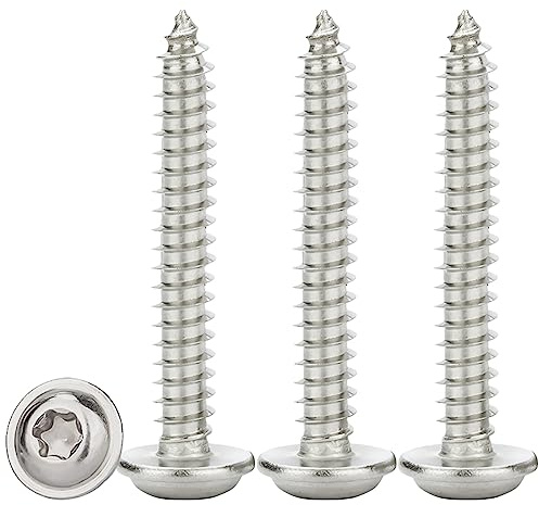 Drenky Vis à Tôle Torx M5x30mm,50 Pièces Vis a Bois avec Rondelle Acier Inoxydable A2 V2A Vis Autoperceuse à Tête bombée Plate,Dureté élevée,Entièrement Fileté
