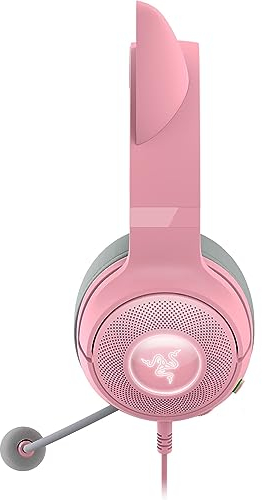 Razer Kraken Kitty V2 - Casque Filaire RGB avec Oreilles de Chat (Eclairage Réactif Stream, Micro Cardioïde HyperClear, Transducteurs Triforce 40mm, Son Surround 7.1) Rose Quartz