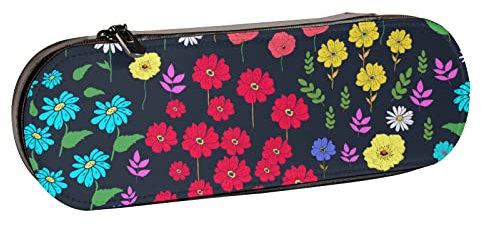 BEEOFICEPENG Trousse à Crayons, Peinture Aquarelle Marguerite Rose Artistique, Pochette à Crayons en Cuir, Sac à stylos, école de Bureau, boîte à Bijoux, boîte à pinceaux de Maquillage