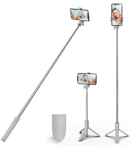 HCTian Selfie Stick Tripod,3 in 1 Extendable 360° Rotation Tripod Stand with Detachable Wireless Remote Portable Mobile Phone Holder Compatible with iPhone,Android,samsung (white)