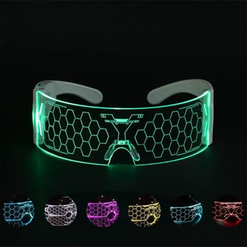 Gafas Luminosas LED, Gafas de Sombra LED Cyberpunk, Gafas de Fiesta, Gafas de Fiesta Electrónicas Futuristas, Gafas Divertidas de Neón, para Festivales, Fiestas, Dj, Conciertos