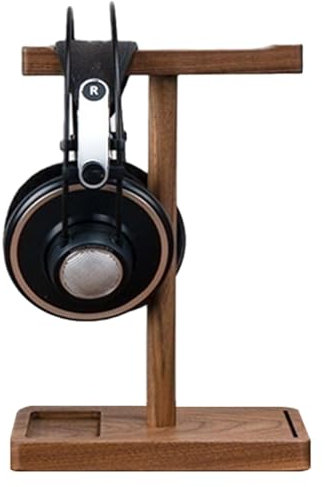 Soporte de madera para auriculares, soporte para auriculares de nogal, soporte para auriculares de nogal retro, soporte de exhibición doble para auriculares, colgador de auriculares de juego con