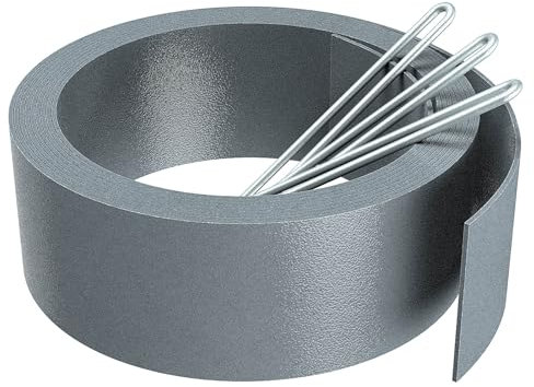 WELDUN Rasenkante, Gartenkante, Flexible Kunststoff-Kieskante, Einfach zu schneiden und zu formen, für Blumenbeete, Rasen und Gehwege, 5 m x 7 cm (L x H) mit 10 Haken, Grau