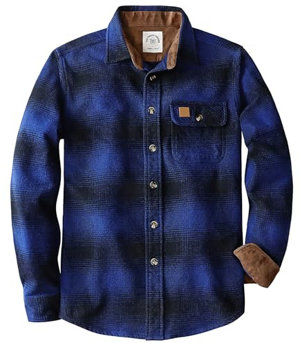 Dubinik 375 ml ultratunga flanellskjorta för män långärmad ledig button-down mjuk bomull rutig varma skjortor