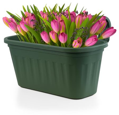 GEEZY Balcony Planter for Railing – Lightweight Over Fence Hanging Planters with Drainage, UV & Weather Resistant, Recyclable, Indoor/Outdoor – Hanging Flower Pot Suitable for Balcony, Garden & Patio