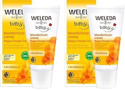WELEDA Bio Baby Calendula Wundschutzcreme 30ml - Naturkosmetik Babypflege Windelcreme schützt empfindlicher Babyhaut im Windelbereich. Natürliche Hautpflege hilft bei gereizter Haut & Windelausschlag