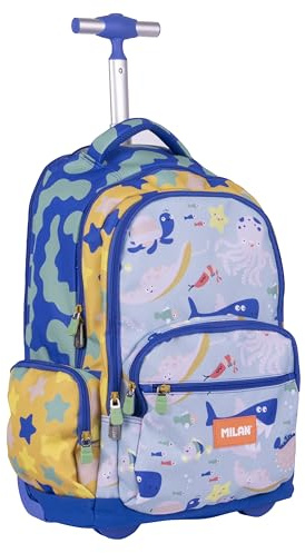 MILAN® Ryggsäck med hjul och 6 dragkedjor (25 L) Special Series Blue Odyssey