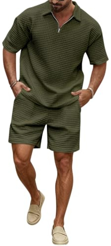 Oanviso Chándal de Hombre 2 Piezas Manga Corta T-Shirt Jogging Pantalones Cortos de Deporte Conjunto Chándals Verano Polos Camisetas + Conjuntos de Shorts