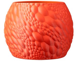 Jarrón Decorativo Redondo con Textura en Relieve, Color Naranja