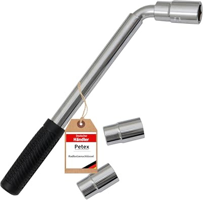 Petex 44720100 teleskop hjullåtnyckel, längd: 350–510 mm, inklusive 2 uttag 17/19 mm 21/23 mm