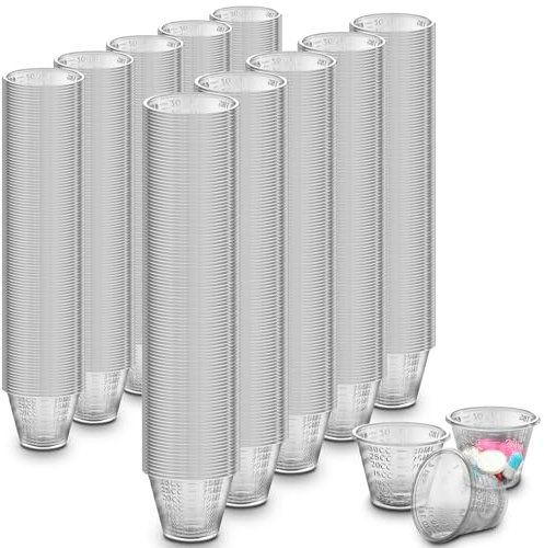 10 Sleeves 1000x RE-GEN Clear Plastic Reusable 30ml Graduated Fill Guide Kitchen Medicine Measuring Cup Pot Containers
