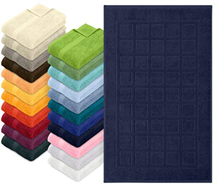 npluseins Badvorleger Duschvorleger Bio-Baumwolle - in 22 Unifarben 1412.1984, Badvorleger 50 x 80 cm, Nachtblau