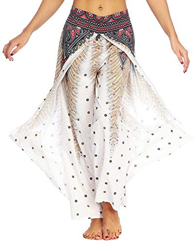 Nuofengkudu Hippie, långa byxor med slits, lösa vida ben, yogabyxor, sommarbyxor, XL