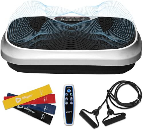 Lifepro Waver Mini Vibration Plate - Whole Body Vibration Platform Exercise Machine - Home & Travel Workout Equipment for Weight Loss, Toning & Wellness - Max User Weight 260lbs (White)