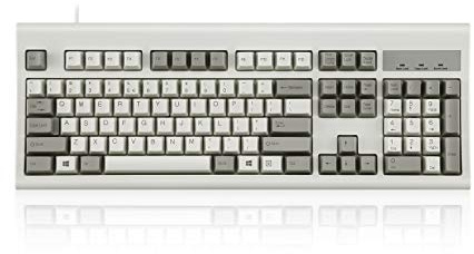 Perixx PERIBOARD-106M, Teclado Eficiente Full Size con Cable, Teclas Ergonómicas Curveadas, Clásico y Retro, Configuración US