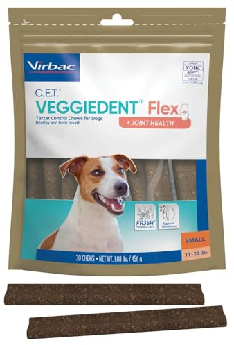 C.E.T. Veggiedent Fr3sh & Flex Plaque and Tartar Control Chew for Dogs, S
