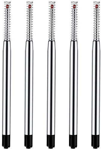 5 Pièces Recharges de Stylo à Bille en Métal Remplaçables avec Recharges Stylo à Bille à Écriture à Ressort Lisse, Remplacement de Stylo à Bille en Métal Noir 1 mm