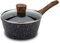 NAVA Nature Non Stick Aluminium Saucepan with Scratch Resistant Stone Coating, Heat Proof Handle and Lid, PFOA Free, Induction Compatible, 18cm Size