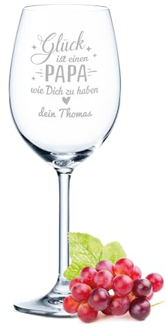 GRAVURZEILE Leonardo Daily Verre à vin – La chance est d'avoir un papa comme vous – Gravure au laser de qualité supérieure avec nom – 460 ml – Cadeau pour papa pour anniversaire, fête des pères et