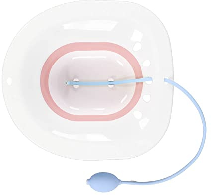 Plastic Folding Toilet Bath with Flusher Toilet Bath Squat Free Reduce Pain Spill Proof Water Massage Foldable Sitz Bath with Flusher for Postpartum with Flusher