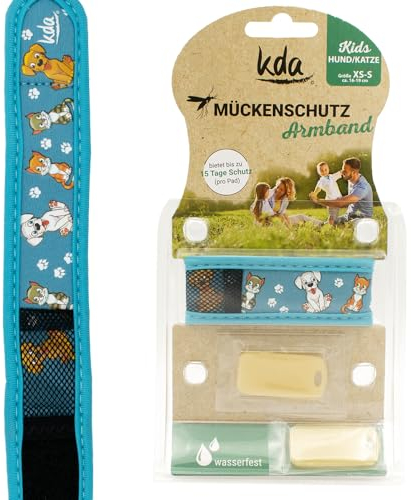 kda Mückenschutzarmbänder für Kinder - Sicherer Mückenschutz - Baustelle & Hund/Katze Design - Nylon (Hund & Katze) Mücke Camping Garten Urlaub Schultüte