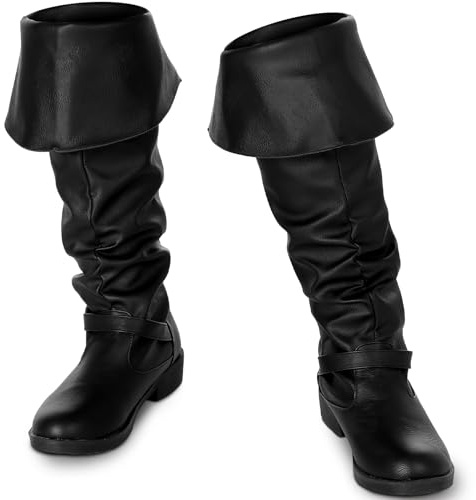 Ramede Medieval Pirate Boots Men Halloween Renaissance Boots Gothic Cosplay Costume for Men(Us11,Black)