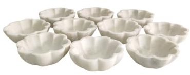 PUSHPA EXPORTS Tazón de volantes de mármol, tazón festoneado de mármol, tazón decorativo - 3 pulgadas de diámetro