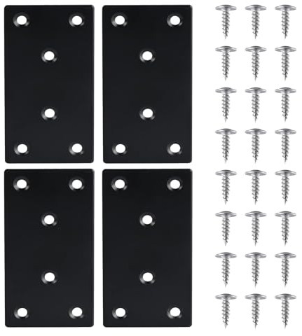 Confezione da 4 connettori piatti in acciaio inossidabileStaffa Angolare Piatta piastra forata connettore piatto Piastre Di Giunzione Staffa Piastra in Acciaio Inox per Riparazione di Connettori
